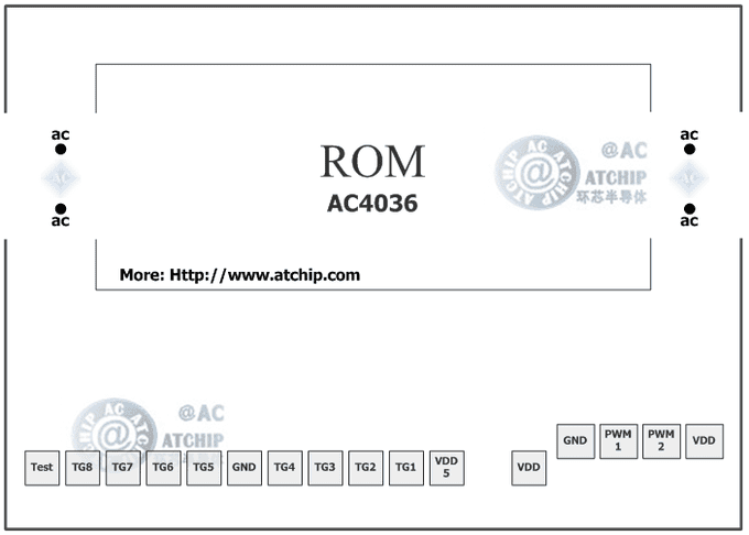 Diceic.com裸片綁定圖 帶單片機MCU晶元電路的AC4036OTP語音芯片